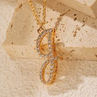 Copper 18K Gold Plated Simple Style Letter Inlay Zircon Pendant Necklace sku image 5