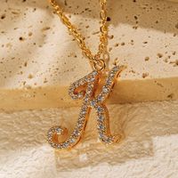 Copper 18K Gold Plated Simple Style Letter Inlay Zircon Pendant Necklace sku image 6