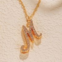 Copper 18K Gold Plated Simple Style Letter Inlay Zircon Pendant Necklace sku image 8