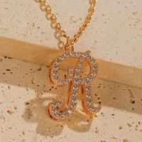 Copper 18K Gold Plated Simple Style Letter Inlay Zircon Pendant Necklace sku image 10