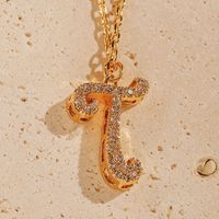 Copper 18K Gold Plated Simple Style Letter Inlay Zircon Pendant Necklace sku image 12