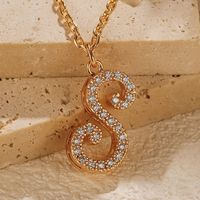 Copper 18K Gold Plated Simple Style Letter Inlay Zircon Pendant Necklace sku image 11
