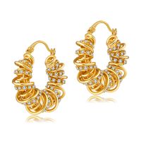 1 Pair IG Style Geometric Inlay Copper Zircon 18K Gold Plated Earrings main image 5