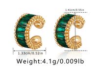 1 Pair Simple Style Geometric Inlay Copper Zircon 18K Gold Plated Ear Cuffs sku image 2