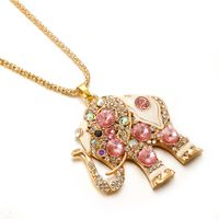 IG Style Shiny Geometric Zinc Alloy Plating Inlay Artificial Pearls Opal Zircon Women's Pendant Necklace main image 5