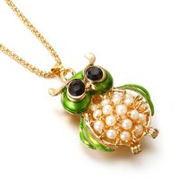 IG Style Shiny Geometric Zinc Alloy Plating Inlay Artificial Pearls Opal Zircon Women's Pendant Necklace sku image 13