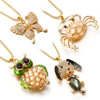 IG Style Shiny Geometric Zinc Alloy Plating Inlay Artificial Pearls Opal Zircon Women's Pendant Necklace main image 1