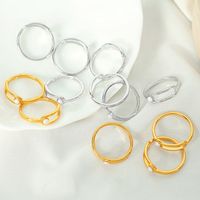 Titanium Steel 18K Gold Plated Vintage Style Simple Style Plating Inlay Lines Pearl Rings main image 4