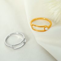 Titanium Steel 18K Gold Plated Vintage Style Simple Style Plating Inlay Lines Pearl Rings main image 1