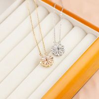 Stainless Steel Copper Simple Style Four Leaf Clover Plating Inlay Zircon Pendant Necklace main image 5