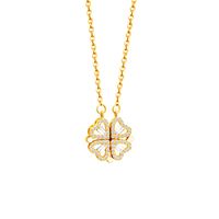 Stainless Steel Copper Simple Style Four Leaf Clover Plating Inlay Zircon Pendant Necklace sku image 2
