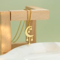 Stainless Steel Simple Style Star Moon Plating Pendant Necklace main image 4