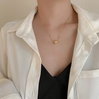 Titan Stahl Einfacher Stil Herzform Überzug Halskette main image 3