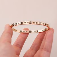 Stainless Steel Simple Style Roman Numeral Plating Inlay Zircon Bangle main image 1