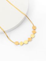 Stainless Steel 18K Gold Plated Casual Simple Style Round Square Zircon Pendant Necklace main image 4