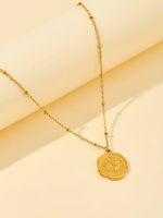 Stainless Steel 18K Gold Plated Casual Simple Style Round Square Zircon Pendant Necklace sku image 1