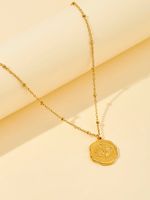 Stainless Steel 18K Gold Plated Casual Simple Style Round Square Zircon Pendant Necklace main image 5