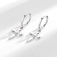1 Pair Retro Simple Style Cross Copper Silver Plated Drop Earrings main image 1