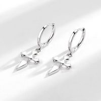 1 Pair Retro Simple Style Cross Copper Silver Plated Drop Earrings main image 6