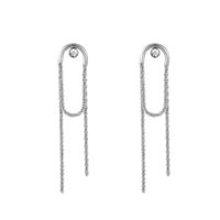 1 Pair IG Style Simple Style Geometric Chain Inlay Titanium Steel Zircon Earrings main image 4