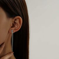1 Pair IG Style Simple Style Tassel Inlay Titanium Steel Zircon Earrings main image 2