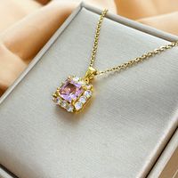 Acier Au Titane Style IG Géométrique Placage Incruster Zircon Pendentif sku image 3