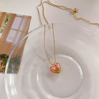 Titanium Steel Sweet Heart Shape Flower Plating Necklace main image 3