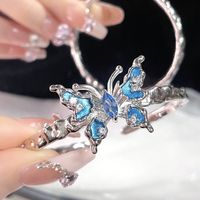 Copper Silver Plated Sweet Cool Style Butterfly Enamel Inlay Rhinestones Rings Bracelets main image 4