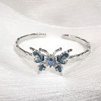 Copper Silver Plated Sweet Cool Style Butterfly Enamel Inlay Rhinestones Rings Bracelets main image 2