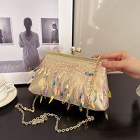 Women's Pu Leather Sequins Classic Style Feather Clipped Button Crossbody Bag main image 5