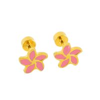 1 Pair Simple Style Flower Enamel Plating Stainless Steel Ear Studs main image 5