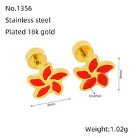 1 Pair Simple Style Flower Enamel Plating Stainless Steel Ear Studs sku image 4