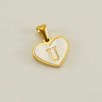 1 Piece 13*16mm Stainless Steel Shell Letter Heart Shape Polished Pendant sku image 21