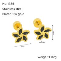 1 Pair Simple Style Flower Enamel Plating Stainless Steel Ear Studs sku image 2
