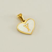 1 Piece 13*16mm Stainless Steel Shell Letter Heart Shape Polished Pendant sku image 25