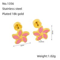 1 Pair Simple Style Flower Enamel Plating Stainless Steel Ear Studs sku image 3