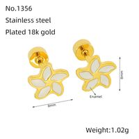 1 Pair Simple Style Flower Enamel Plating Stainless Steel Ear Studs sku image 1