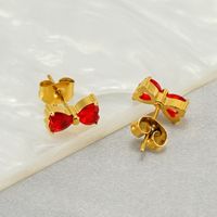 1 Pair Simple Style Bow Knot Plating Inlay Stainless Steel Zircon Ear Studs main image 4