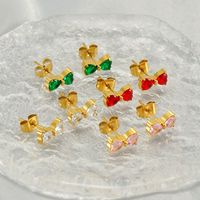 1 Pair Simple Style Bow Knot Plating Inlay Stainless Steel Zircon Ear Studs main image 1