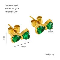 1 Pair Simple Style Bow Knot Plating Inlay Stainless Steel Zircon Ear Studs sku image 4
