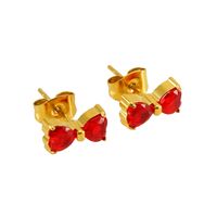 1 Pair Simple Style Bow Knot Plating Inlay Stainless Steel Zircon Ear Studs main image 3
