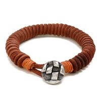 Retro Geometric Alloy Cowhide Knitting Men's Bangle main image 5