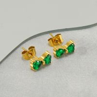 1 Pair Simple Style Bow Knot Plating Inlay Stainless Steel Zircon Ear Studs main image 2