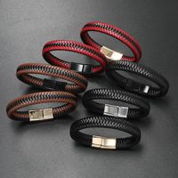 Hip-Hop Retro Geometric Pu Leather Knitting Plating Men's Bracelets main image 6