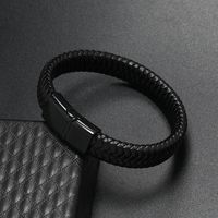 Hip-Hop Retro Geometric Pu Leather Knitting Plating Men's Bracelets main image 3