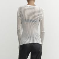 Women's Knitwear Long Sleeve Sweaters & Cardigans Ripped Streetwear Solid Color main image 5
