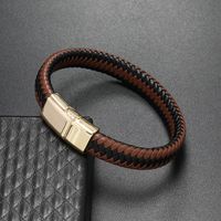 Hip-Hop Retro Geometric Pu Leather Knitting Plating Men's Bracelets main image 2