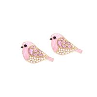 IG Style Cute Bird Zinc Alloy Enamel Inlay Artificial Pearls Rhinestones Women's Ear Studs 1 Pair main image 5