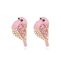 IG Style Cute Bird Zinc Alloy Enamel Inlay Artificial Pearls Rhinestones Women's Ear Studs 1 Pair sku image 1