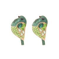 IG Style Cute Bird Zinc Alloy Enamel Inlay Artificial Pearls Rhinestones Women's Ear Studs 1 Pair sku image 2